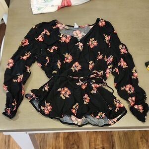 Old Navy Black Floral Blouse